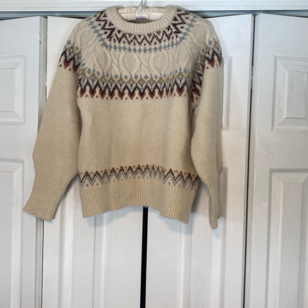 Aqua wool ski sweater, like new